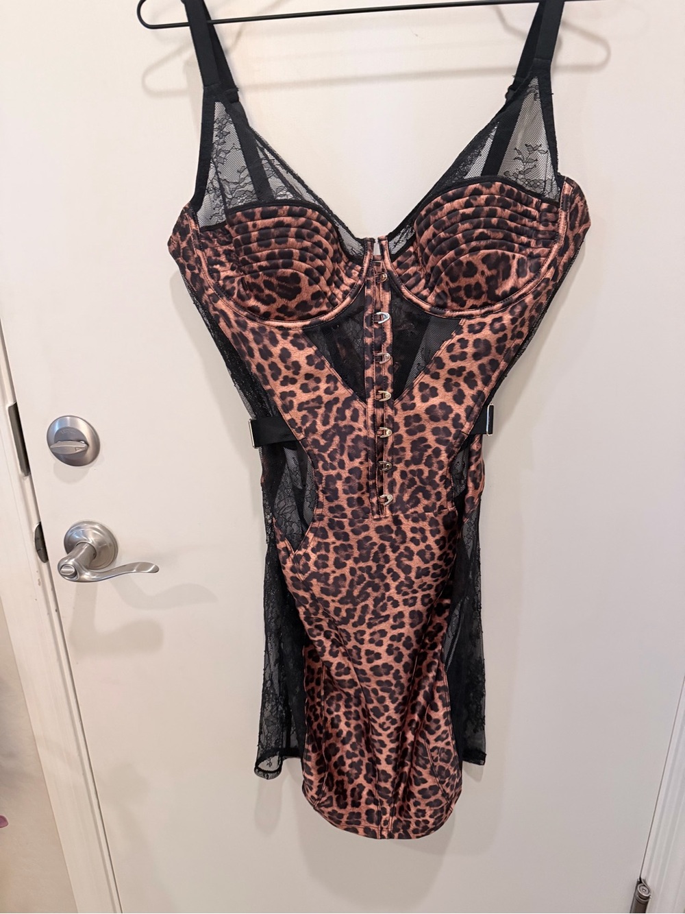 Honey Birdette Leopard Print Lace-Trim Bodysuit - Black & Brown